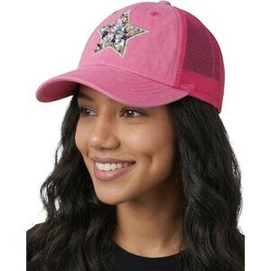 Women's Hot Pink Mixed Stone Star Adjustable Classic Comfortable Baseball Cap